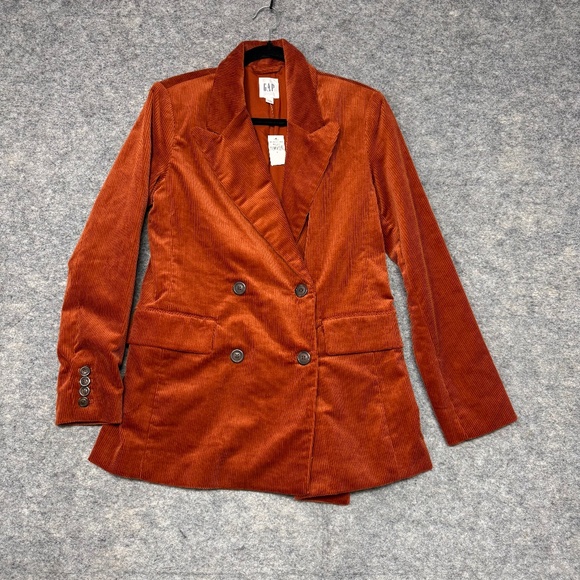 GAP Burnt Orange Corduroy Double Breasted Blazer Women’s Size 6 Jacket - Picture 4 of 16